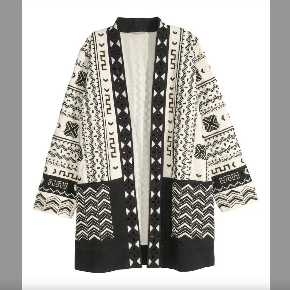H&M Black & White Beaded Jacket